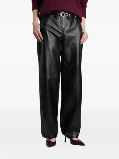 Iro Caracas Wide-leg Leather Trousers In Black