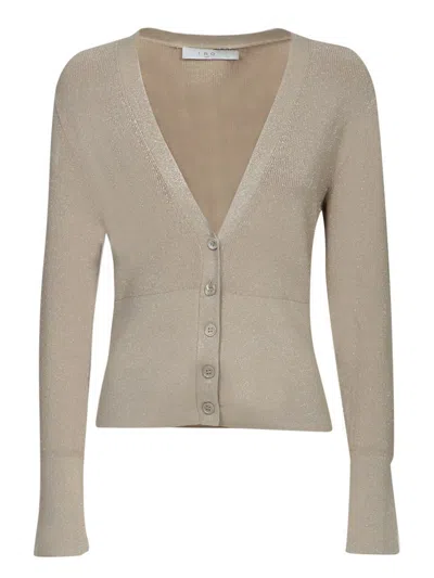 Iro Alea Cardigan In Beige Lurex Silver