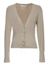Iro Alea Cardigan In Beige Lurex Silver In Beige