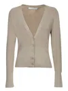 Iro Alea Cardigan In Beige Lurex Silver In Beige