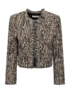 Iro Cropped Frayed Edges Long Sleeves Textured Fabric In Brown
