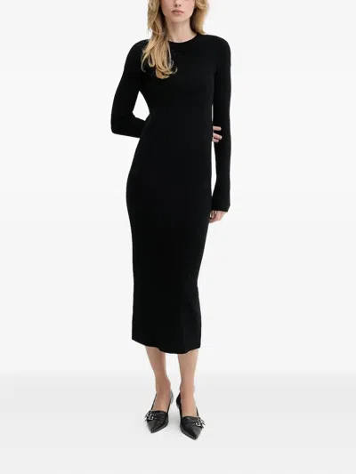 Iro Cashmere Long-sleeve Midi Dress In Black