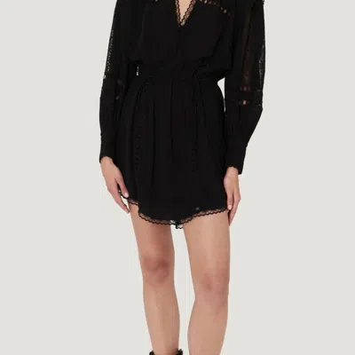 IRO CASSIE V-NECK MINI DRESS IN BLACK