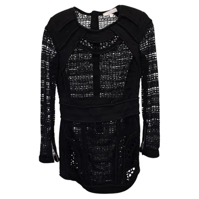 Pre-owned Iro Castely Lace Mini Dress In Black Cotton