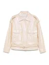 Iro Leather Biker Jacket In Beige