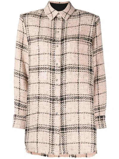 Iro Check-print Bouclé Shirt In Neutrals