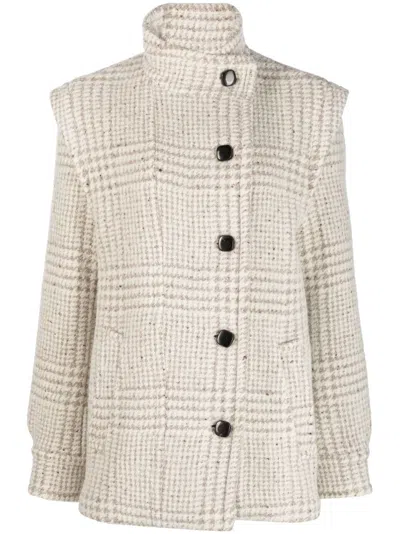 Iro Checked Virgin Wool Coat In Nude