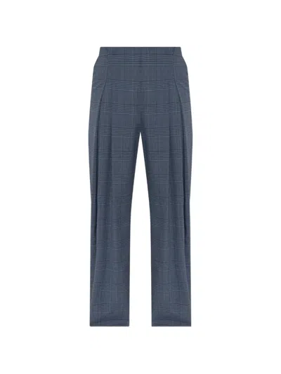 Iro Check-pattern Pleated Trousers In Blue