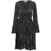 Iro 'ciclone' Tiered Floral Long-sleeved Dress In Black Silk In Black