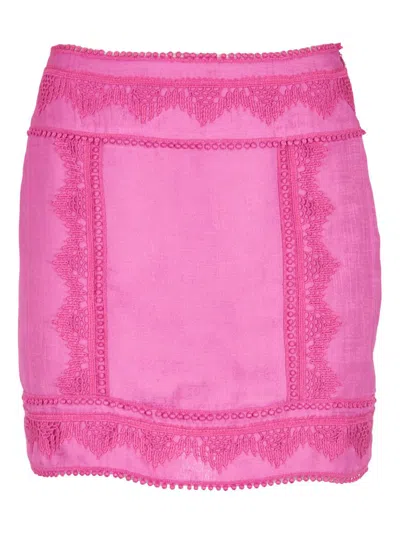 Iro Clarence Jacquard Lace Mini Skirt In Fuschia