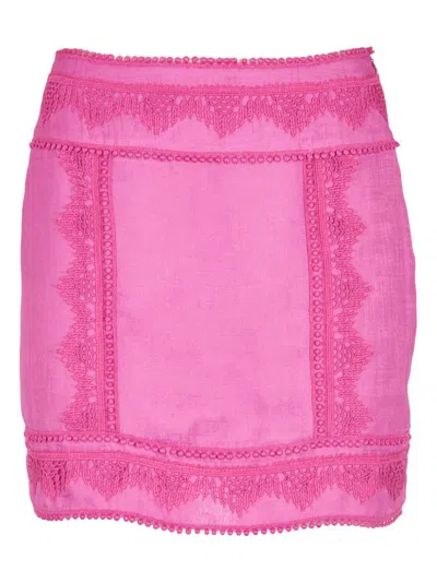 Iro Fringed Mini Skirt In Pink