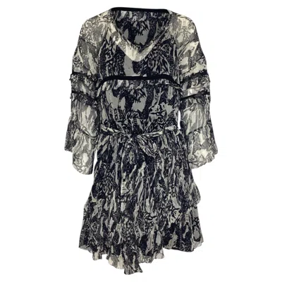 Pre-owned Iro Clash Chiffon Ruffle Mini Dress In Black Viscose