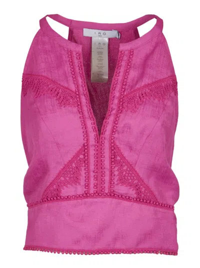 Iro Claudia Jacquard Lace Crop Top In Pink