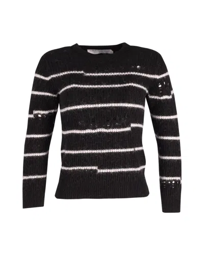 Iro Cleon Striped Knit Sweater In Black Acrylic