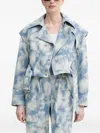Iro Cloud-print Belted Jacket In Blue