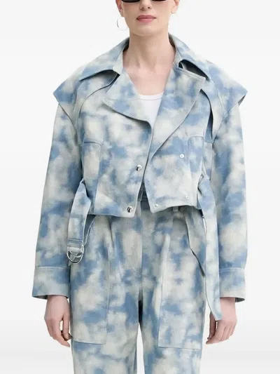 Iro Cloud-print Belted Jacket In Blue