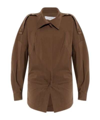 Iro Collared Long-sleeved Casual Jacket In Brown