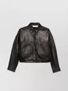 Iro Collared Neck Leather Jacket With Structured Shoulders In Black