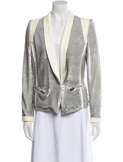 Pre-owned Iro Colorblock Pattern Jacket In Silver