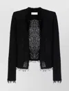 Iro Cotton Blend Collarless Jacket With Frayed Edges