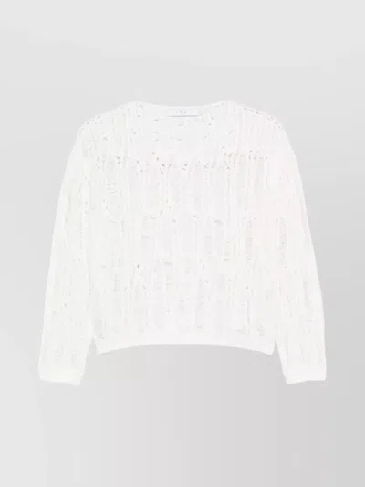 Iro Cotton Cable Knit Sweater With Round Neck In White
