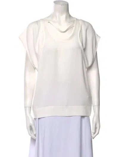 Pre-owned Iro Cowl Neck Short Sleeve Sweatshirt In White