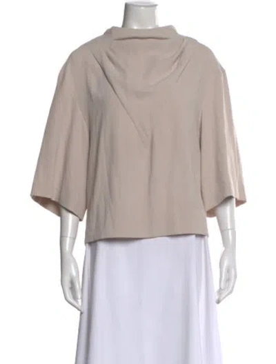 Pre-owned Iro Cowl Neck Short Sleeve Top In Neutral
