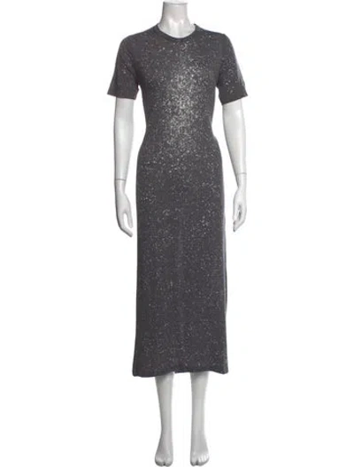 Pre-owned Iro Crew Neck Long Dress In Grey