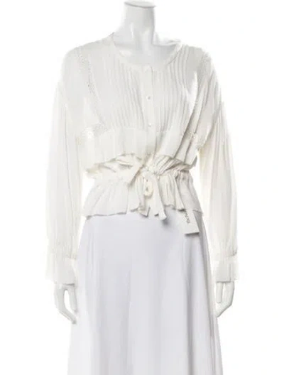 Pre-owned Iro Crew Neck Long Sleeve Blouse In Neutral
