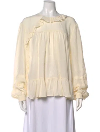 Pre-owned Iro Crew Neck Long Sleeve Blouse In Neutrals