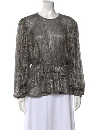Pre-owned Iro Crew Neck Long Sleeve Blouse In Silver