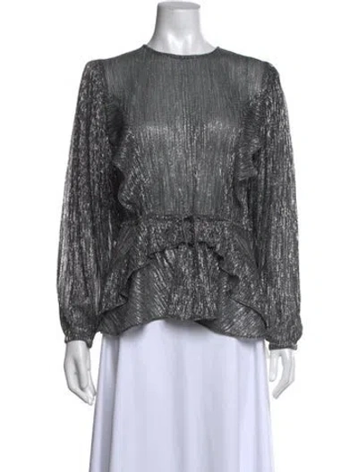 Pre-owned Iro Crew Neck Long Sleeve Blouse In Silver