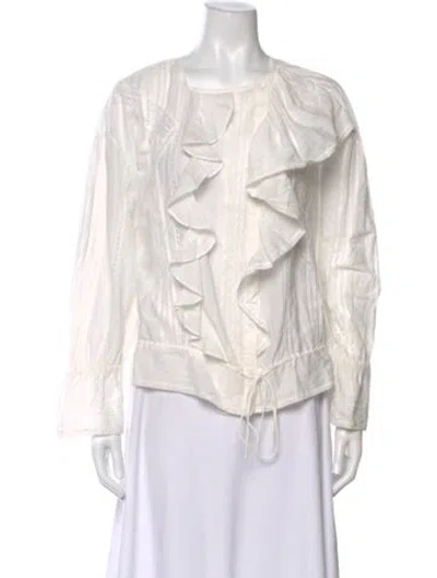 Pre-owned Iro Crew Neck Long Sleeve Blouse In White