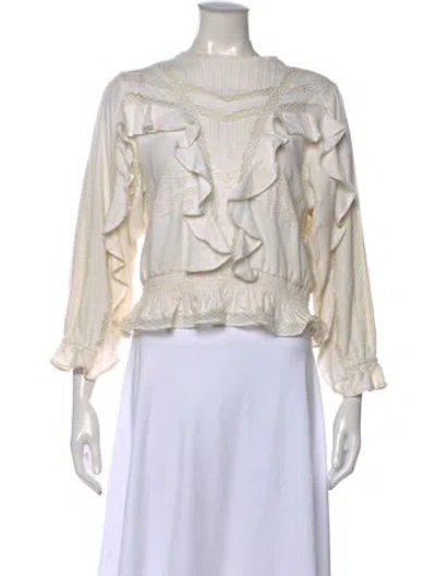 Pre-owned Iro Crew Neck Long Sleeve Blouse In White