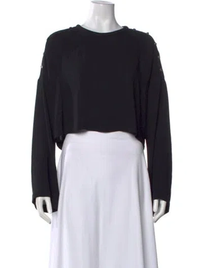 Pre-owned Iro Crew Neck Long Sleeve Crop Top In Black