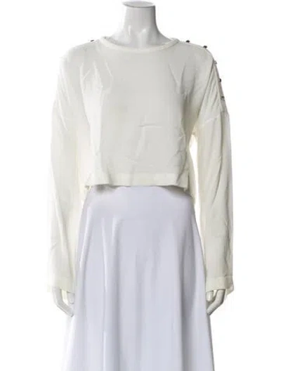 Pre-owned Iro Crew Neck Long Sleeve Crop Top In White