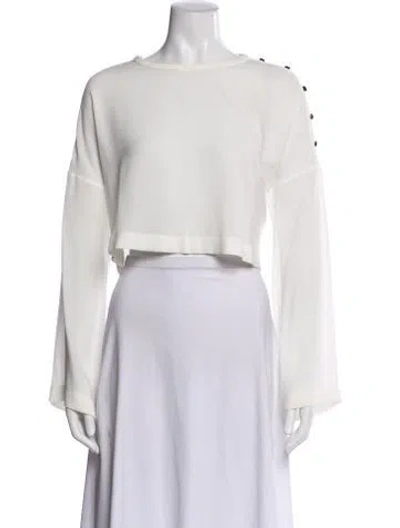 Pre-owned Iro Crew Neck Long Sleeve Crop Top In White