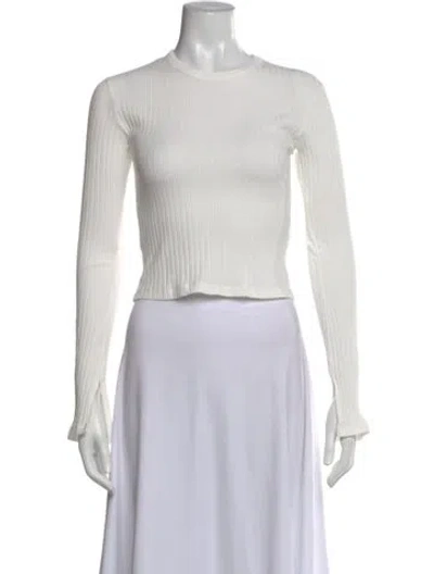 Pre-owned Iro Crew Neck Long Sleeve Crop Top In White