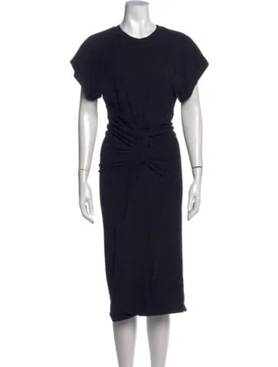 Pre-owned Iro Crew Neck Midi Length Dress In Black