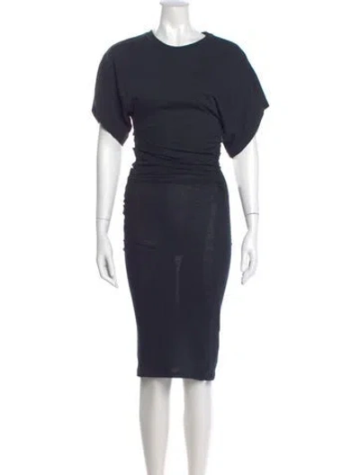 Pre-owned Iro Crew Neck Midi Length Dress In Blue