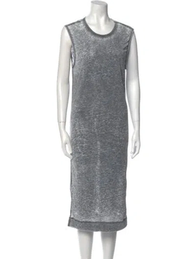Pre-owned Iro Crew Neck Midi Length Dress In Gray