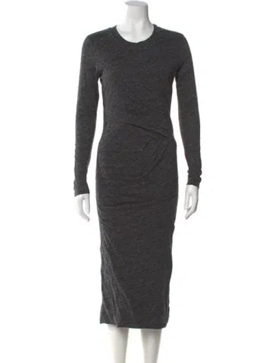 Pre-owned Iro Crew Neck Midi Length Dress In Gray