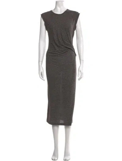 Pre-owned Iro Crew Neck Midi Length Dress In Gray