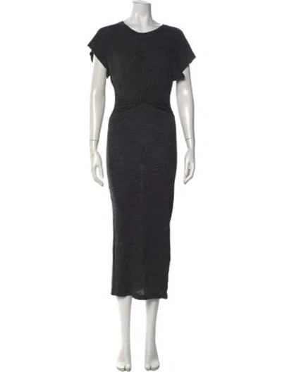 Pre-owned Iro Crew Neck Midi Length Dress In Gray