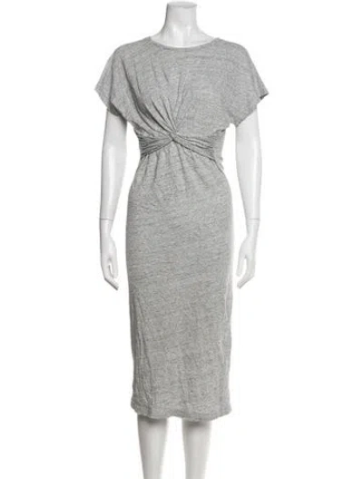 Pre-owned Iro Crew Neck Midi Length Dress In Gray