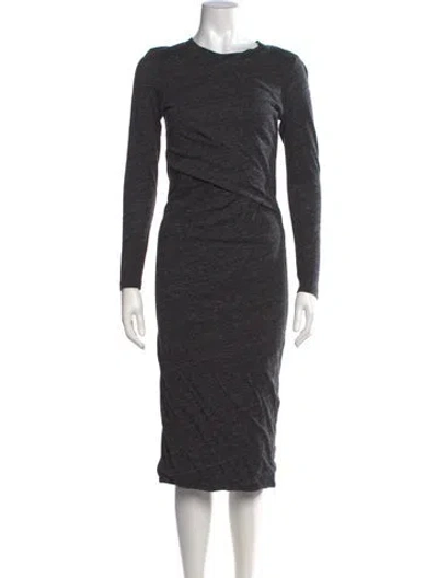 Pre-owned Iro Crew Neck Midi Length Dress In Gray