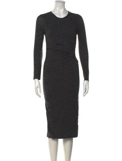 Pre-owned Iro Crew Neck Midi Length Dress In Grey