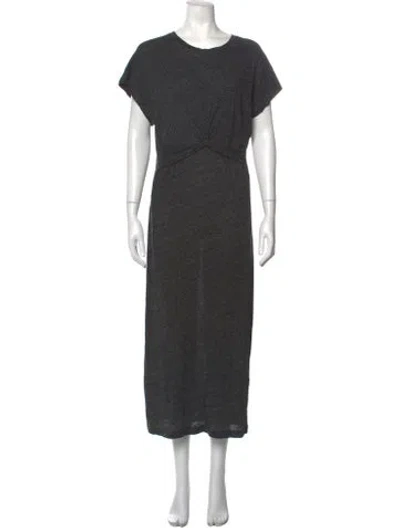 Pre-owned Iro Crew Neck Midi Length Dress In Grey