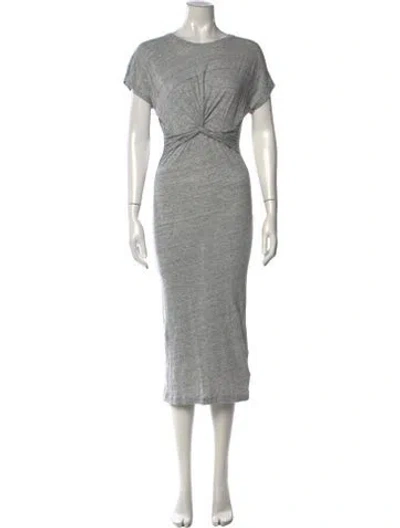 Pre-owned Iro Crew Neck Midi Length Dress In Grey