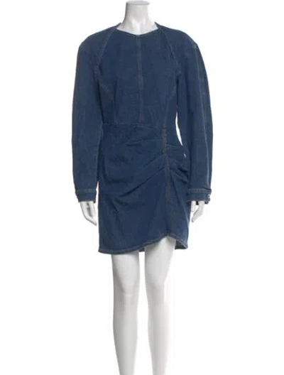 Pre-owned Iro Crew Neck Mini Dress In Blue